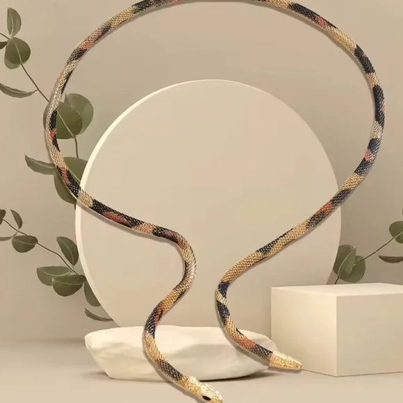 Snake Design Wrap Necklace serpent multi - Picture 7 of 13